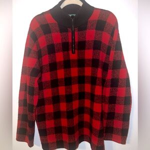 Vintage Ralph Lauren Buffalo Plaid Red & Black Pullover Sweater Womens XL. U